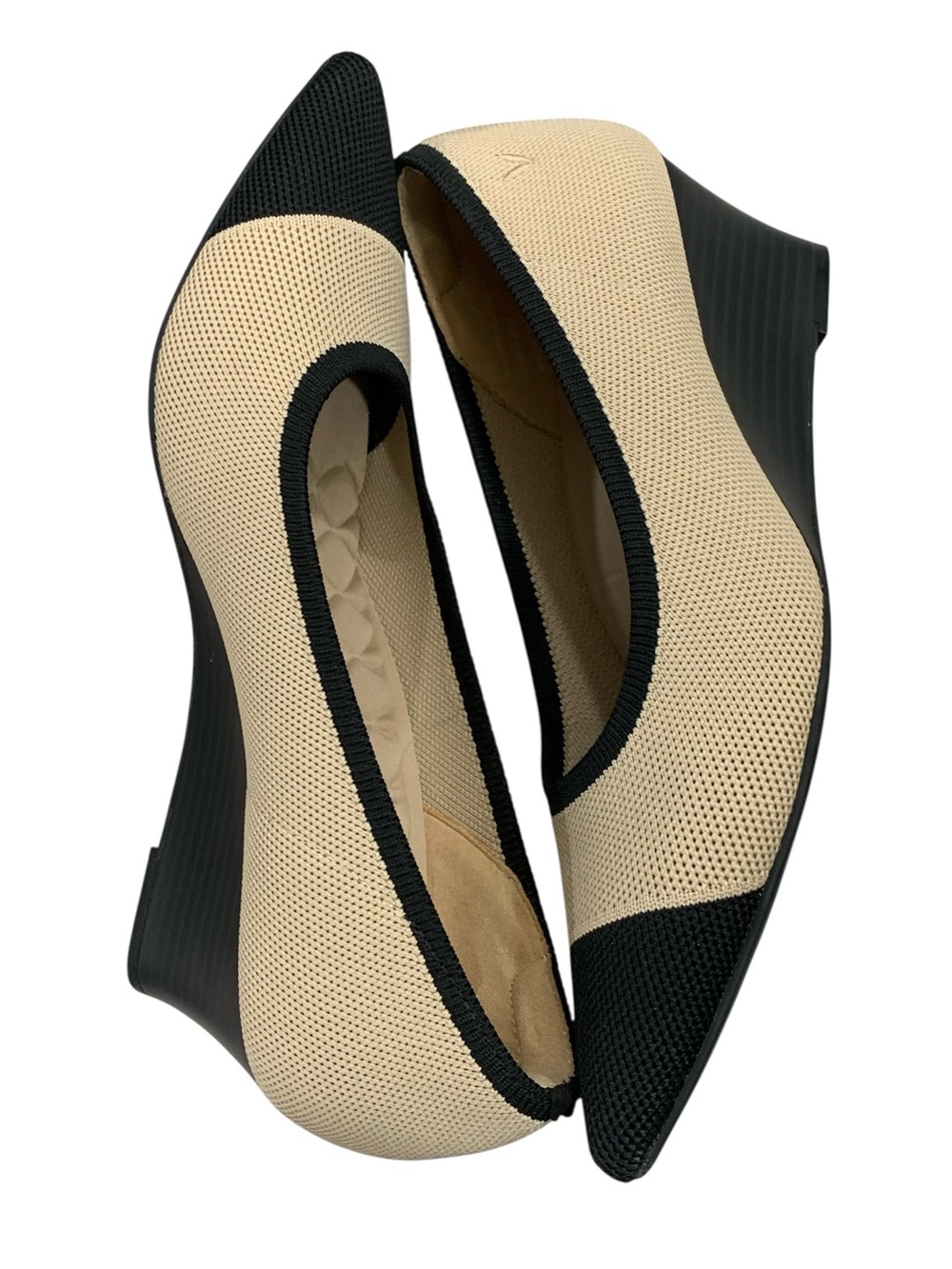 Vivaia Aria Black and Cream Wedge Heel Shoes size 39 eu